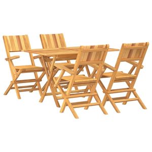 Ensemble de salle à manger de jardin pliable en teck massif naturel - Product Image 2