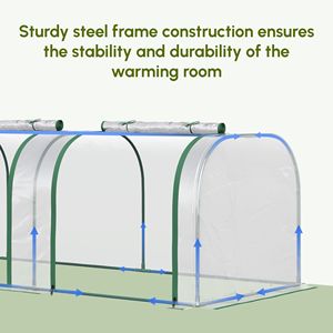 Serre tunnel portable 9,7 L x 3 W x 2,5 H avec 3 portes zippées, couverture en PVC résistante à l'eau et aux UV pour jardins - Product Image 4