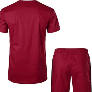 ชุดเสื้อยืดและกางเกงขาสั้นผ้าฝ้ายถักสไตล์วินเทจสำหรับผู้ชาย ชุดสองชิ้นสำหรับฤดูร้อน พร้อมโลโก้แบบกำหนดเอง - Product Image 2