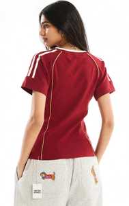 Camiseta Deportiva Casual de Punto para Mujer, con Capucha Roja, Manga Larga, Forro Polar Transpirable para Invierno, con Rayas Laterales - Product Image 3