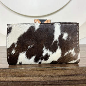 Vente en gros Portefeuille en cuir de vache usiné à la main de grande capacité Porte-cartes en cuir à carreaux véritable pour femmes Longue pochette à deux volets - Product Image 5