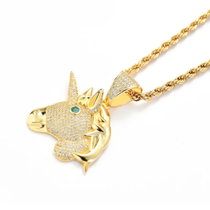 Collar de hombre con diamantes de imitación, circonita cúbica, estilo Hip Hop, colgante de ojos de ágata y animales, dije de bestia salvaje, oro, plata, moissanita - Product Image 3
