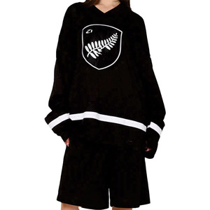 Camiseta Deportiva Oversize de Fútbol Americano con Malla, Diseño Gráfico de Hojas, Manga Larga, Transpirable, de Poliéster, Unisex, Estilo Urbano, Color Negro - Product Image 5