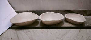 Juego Vintage de 3 piezas hecho a mano de papel blanco Mache Bowl con Base de madera Home Art Style Table Decoration Box Packed - Product Image 4