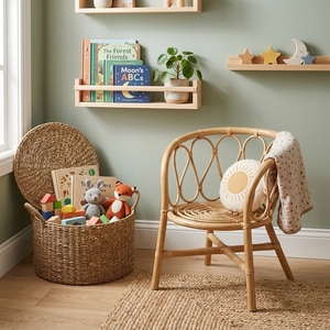 Silla Infantil de Ratán, Estilo Tradicional, Retro, Minimalista y Divertida, Asiento Natural para Cuarto de Juegos, Linda Silla para Guardería y Sala de Estar, Venta al Por Mayor - Product Image 4