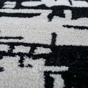 Z&H Home <b>Hand</b> <b>Tufted</b> Wool/Silk Abstract Loop Pile Plush Thick Non-Slip PET Friendly Modern Geometric Design White Black Area <b>Rug</b> - Product Image 4