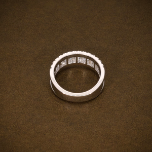 Emerald & Round Cut Diamond Eternity Band <b>Ring</b> in White Gold | Luxury Full Diamond <b>Statement</b> <b>Ring</b> for Wedding & Anniversary - Product Image 3