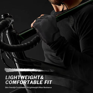 Breathable <b>Half</b> Finger Leather Weight Lifting Gloves with Non <b>Slip</b> Padded Hook and Loop Closure for Cycling Unisex - Product Image 2