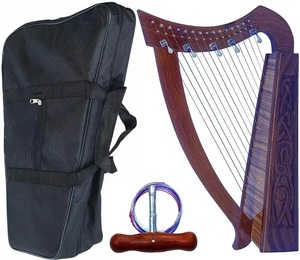 15 Strings Semi LEVERS Celtic Irish ROSEWOOD HARP+ Bag+ Tuning Key + String 27" Diagonal Irish Harp <b>Instrument</b> Beginners - Product Image 1