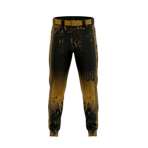 Pantalones de Béisbol Sublimados para Hombre, Corte Ajustado, Absorción de Humedad, Degradado Negro Dorado con Bolsillos, Nombre y Número del Equipo Personalizados - Product Image 2