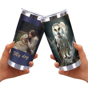 20oz Stainless Steel Tumbler Double Wall Insulated With Owl Design <b>For</b> <b>Hot</b> Cold <b>Drinks</b> - Product Image 2