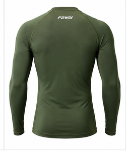 FEWIN Rash Guard Unisexe Vert Olive Séchage Rapide Compression Anti-Bactérien Écologique Spandex/Polyester Manches Longues Haut de Sport - Product Image 6