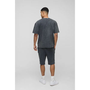 Ensemble court d'été streetwear personnalisé pour homme – T-shirt et short délavés à l'acide de haute qualité – Ensemble 2 pièces en coton respirant pour homme - Product Image 3