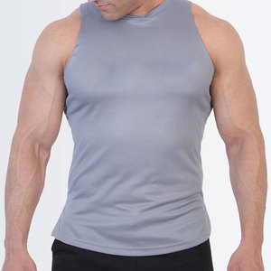 <b>Compression</b> Curved Hem Plain Custom Logo Design Sleeveless O Neck Stretchable Polyester Elastane High Stretchy Tank Top - Product Image 1