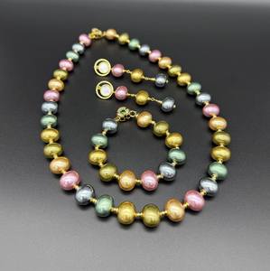 Collar, Pulsera y Pendientes Victorianos de Plata de Ley con Perlas de Concha Multicolor, Joyería Hecha a Mano, Regalo Elegante y a la Moda - Product Image 1