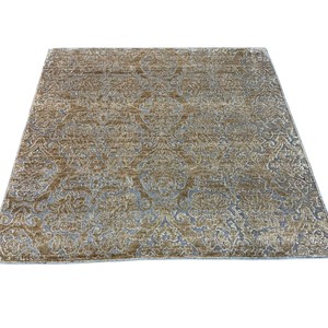 Modern Luxury Abstract Jacquard Damask Area <b>Rug</b>-Gold Silver <b>Grey</b> Low Pile Velvet Carpet for <b>Living</b> <b>Room</b> Hotel - Product Image 2