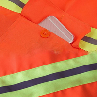 Chemise de travail à manches courtes pour homme, orange, haute visibilité, avec bandes réfléchissantes, uniforme en polyester
