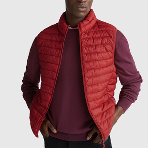 Custom Logo <b>Men's</b> Winter Golf Puffer Vest Windproof Red Sleeveless Down <b>Jacket</b> Zipper Pocket <b>Warm</b> Outdoor Sports Vest - Product Image 5