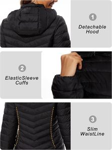 Women's Lightweight Packable Hooded <b>Winter</b> <b>Quilted</b> Puffer Jacket with Detachable Sleeves & Hat Water Resistant Fur Lining - Product Image 2