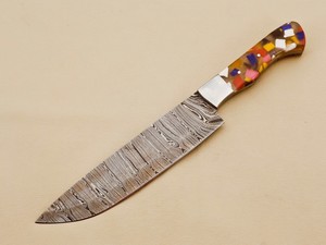 Juego de Cuchillos de Chef Hechos a Mano de Acero Damasco de Alta Calidad, Mango de Resina Ambidiestro, Material Inoxidable, Patrón Hermoso para Uso en la Cocina - Product Image 2