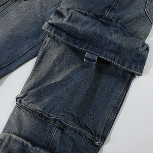 AMAZING INDUSTRIES Jean en denim 100 % coton respirant pour homme – Séchage rapide, écologique, taille mi-haute, coupe droite, délavage clair - Product Image 5