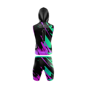 Conjunto de Fútbol 7v7 Neon Splash, Jersey sin Mangas con Capucha, Pantalones Cortos Sublimados, Gráficos Personalizados del Equipo, Uniformes de Alto Rendimiento - Product Image 2