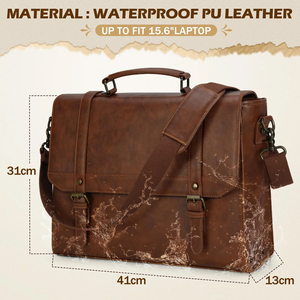 Sac pour ordinateur portable en cuir véritable élégant, imperméable, durable et moderne, nouveau design, 13, 14, 15 pouces, avec bandoulière - Product Image 3