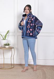 Nouvelle arrivée, veste matelassée en velours et coton brodé à la main de haute qualité, respirante, style bohème, motif floral - Product Image 4