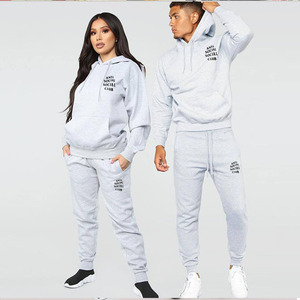 Survêtement unisexe blanc à capuche, manches longues, couleur unie, décontracté, pour l'automne, 100% coton, coupe classique, avec poches latérales et cordon de serrage - Product Image 4