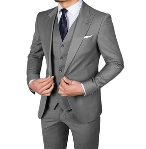 Men's <b>Navy</b> Blue Tuxedo Suit Three Piece With Vest And <b>Tie</b> Formal Wear For Wedding Or Office Events - Product Image 5