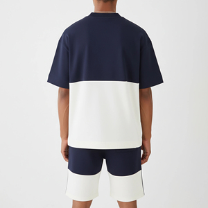 เสื้อยืดคอตตอน 100% คุณภาพพรีเมียม พิมพ์โลโก้ตามสั่ง ทรงหลวม 2 ชิ้น ชุดเซ็ต 2 โทนสี สตรีทแวร์ผู้ชาย - Product Image 2