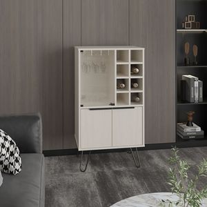 Mobile bar Aster da 23 pollici con doppia anta, scomparto con porta in vetro, otto scomparti per bottiglie e porta calici - Product Image 1