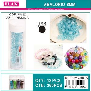 Perline craquelé Ilan da 8 mm blu piscina per la creazione di gioielli - Product Image 3