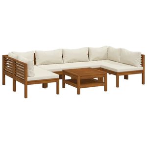 Grand ensemble de salon de jardin modulaire en bois d'acacia massif crème, mobilier modulaire haut de gamme pour espaces extérieurs - Product Image 2