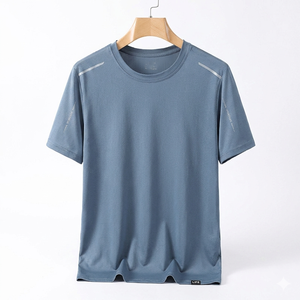T-shirt unisexe léger d'été à manches courtes, broderie personnalisée du logo OEM, séchage rapide, haute élasticité, en soie, fabriqué en Chine par BD. - Product Image 4