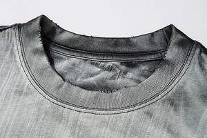 T-shirt de fitness court pour homme 100 % coton, col rond, délavé à l'acide, pour impression en relief, logo personnalisé, coupe oversize, couleur unie - Product Image 3