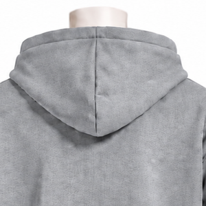 Custom <b>Grey</b> Mens Zip Up Hoodie Chenille Letter Applique Heavyweight Fleece Oversized Streetwear <b>Sweatshirt</b> with Front Pockets - Product Image 4