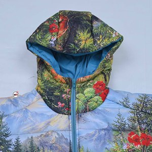 Mens Hooded Quilted Puffer <b>Jacket</b> With Sublimation Forest Print Zipper Closure Water Resistant Polyester Filled Puffer Coat OEM - Product Image 5