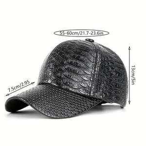 Genuine leather baseball <b>cap</b> Crocodile texture <b>cap</b> unisex Embossed solid color <b>hat</b> Unisex leather <b>cap</b> - Product Image 5