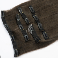 Paquet de cheveux vierges bruts brun foncé 100% cheveux humains #1 vendeur de pince à cheveux humains Ins Extensions Clip-In
