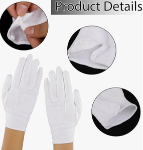 ถุงมือผ้าฝ้ายบางสำหรับผู้ชายและผู้หญิง ถุงมือสีขาวสำหรับชุดเดินขบวนอย่างเป็นทางการ - Product Image 2