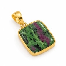 Pendentifs ethniques en argent sterling plaqué or avec rubis zoïsite ovale Ha Gems, cadeau pour elle, bijoux pour femme, style vintage, pierres précieuses naturelles de haute qualité - Product Image 3