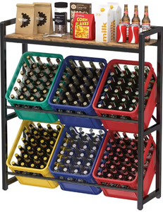 Heavy Duty Metal Beverage <b>Crate</b> Storage Rack Multi Layer Bottle Organizer Stand Kitchen Pantry Soda Beer Bottle Storage Shelf - Product Image 1