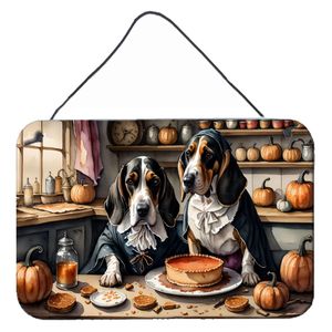 Multicolor NEW Basset Hound Fall Kitchen Pumpkins Aluminum Metal <b>Sign</b> 8HX12W <b>Door</b> Hanging Wall Plaque <b>for</b> Home Decor <b>for</b> Wall - Product Image 1