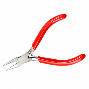 Precision Chain Nose Pliers Stainless Steel Red Handle Mini Jewelry Making Tool for <b>Wire</b> Bending & DIY <b>Crafts</b> - Product Image 5
