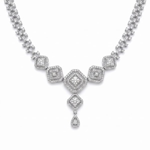 Collier unisexe classique en or plaqué or 18 carats avec diamant central taille poire, style vintage, bijoux de fiançailles, sertissage pavé - Product Image 4