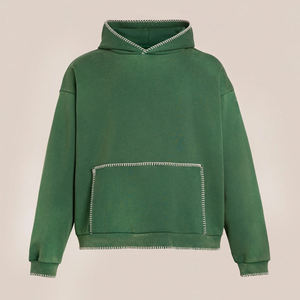 Sweat à capuche unisexe surdimensionné 100 % coton imprimé sur mesure avec broderie contrastante, design vieilli et finitions cousues - Product Image 6