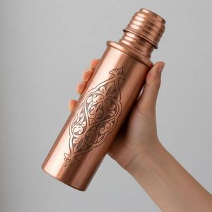 ขวดน้ำทองแดงลายตะวันออกแบบพกพาสำหรับเดินทางพร้อมฝาปิด - Product Image 1