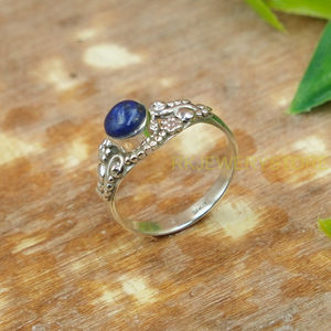 Anillo de Piedra Preciosa de Lapislázuli Natural, Anillo de Plata de Ley 925, Anillo de Piedra Azul, Anillo de Promesa, Joyería de Lapislázuli, Regalo de Navidad - Product Image 6