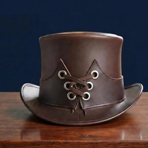 Classic Black Leather Dress Hat High Crown Fashion <b>Accessory</b> for Men’s Clothing Collections and Special Events - Product Image 1
